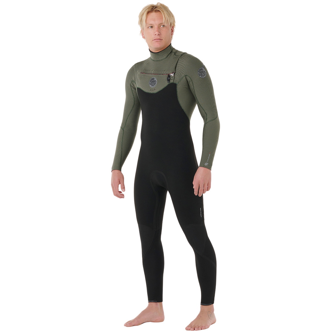 2026 Rip Curl Mens Flashbomb 4/3mm Chest Zip Wetsuit 17CMFS - Deep Cactus